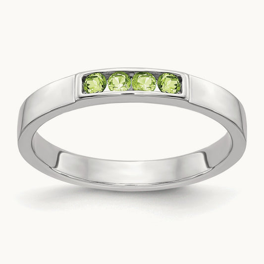 4-stone Peridot Band, 14K White Gold