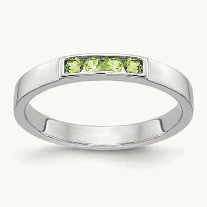 4-stone Peridot Band, 14K White Gold