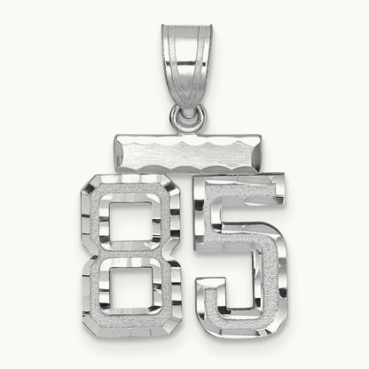 Small Brushed Diamond-cut Number 85 Charm, 14K White Gold