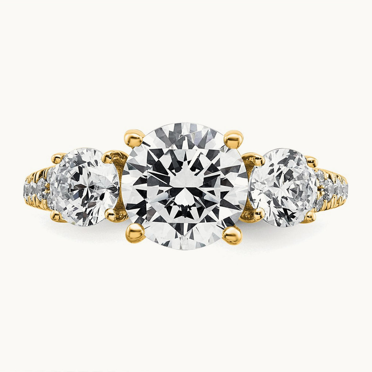 3 Stone Oval Ring, 3.25 ct tw Lab-Grown Diamond — 14K Yellow Gold