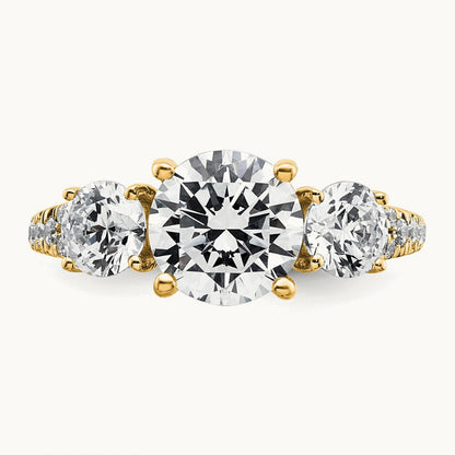 3 Stone Oval Ring, 3.25 ct tw Lab-Grown Diamond — 14K Yellow Gold