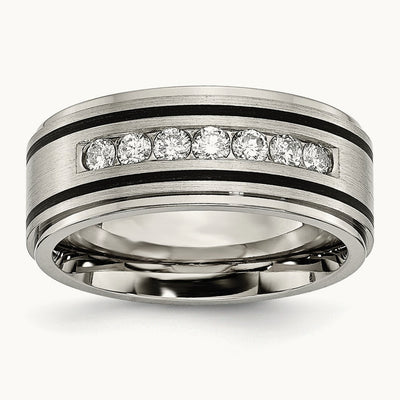 Polished/Brushed Enameled 1/2ct tw. Diamond Band, 9mm, Titanium