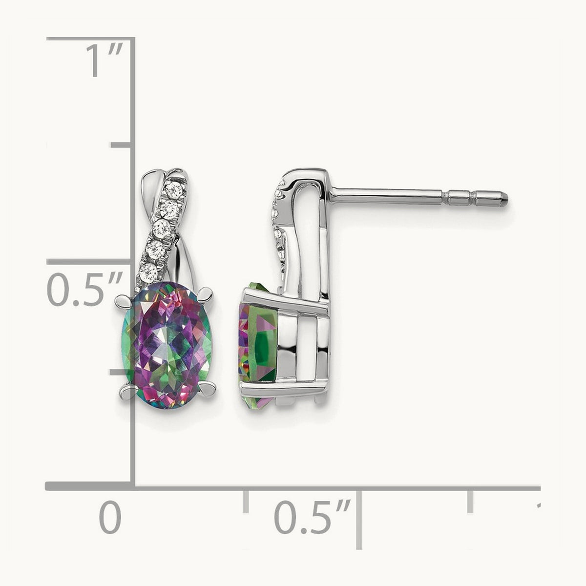 Mystic Fire Topaz and Diamond Earrings, 14K White Gold