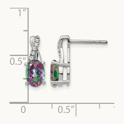 Mystic Fire Topaz and Diamond Earrings, 14K White Gold