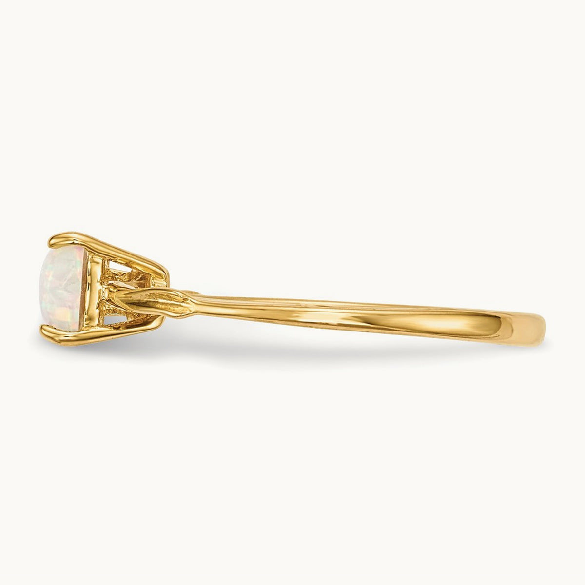 Polished Created Opal Bow Ring, 14K Gold