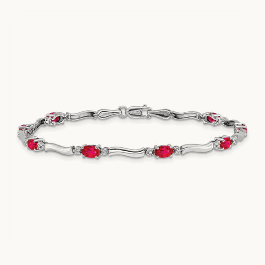 Diamond and Ruby Bracelet — 14K White Gold