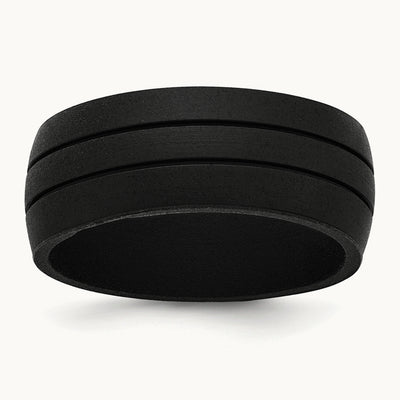 Silicone Black 8.50mm Grooved Band