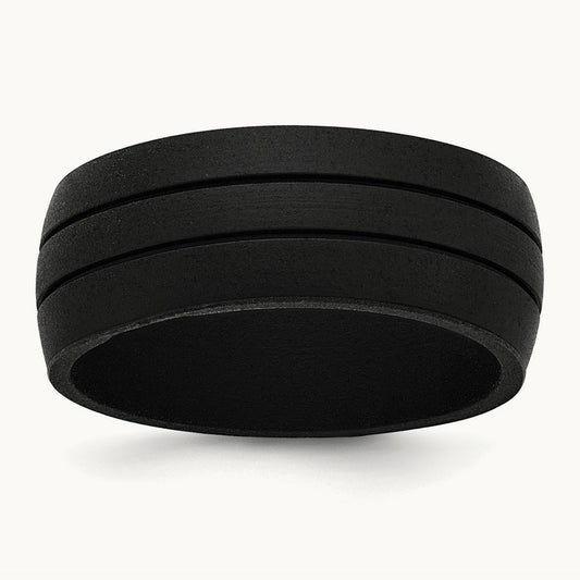 Silicone Black 8.50mm Grooved Band