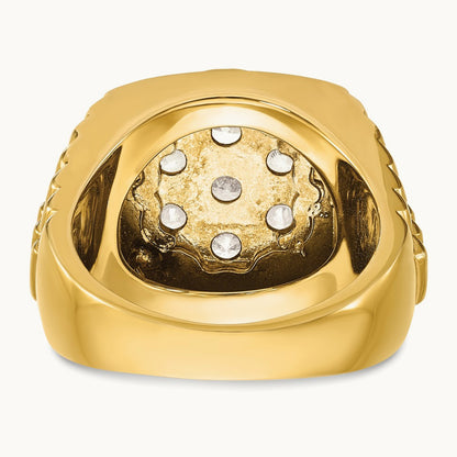 Ribbed Men's Cluster Ring, 2.00 ct tw Lab-Grown Diamond — 14K Yellow Gold