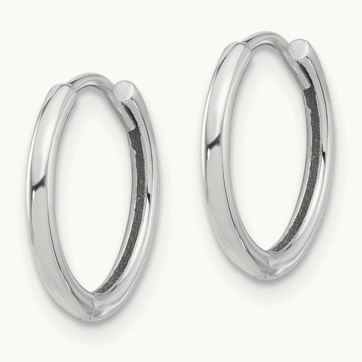 Polished Hinged Hoop Earrings — 14K White Gold