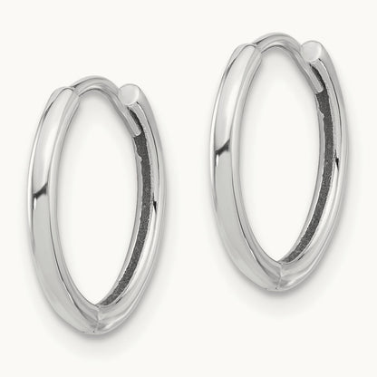 Polished Hinged Hoop Earrings — 14K White Gold