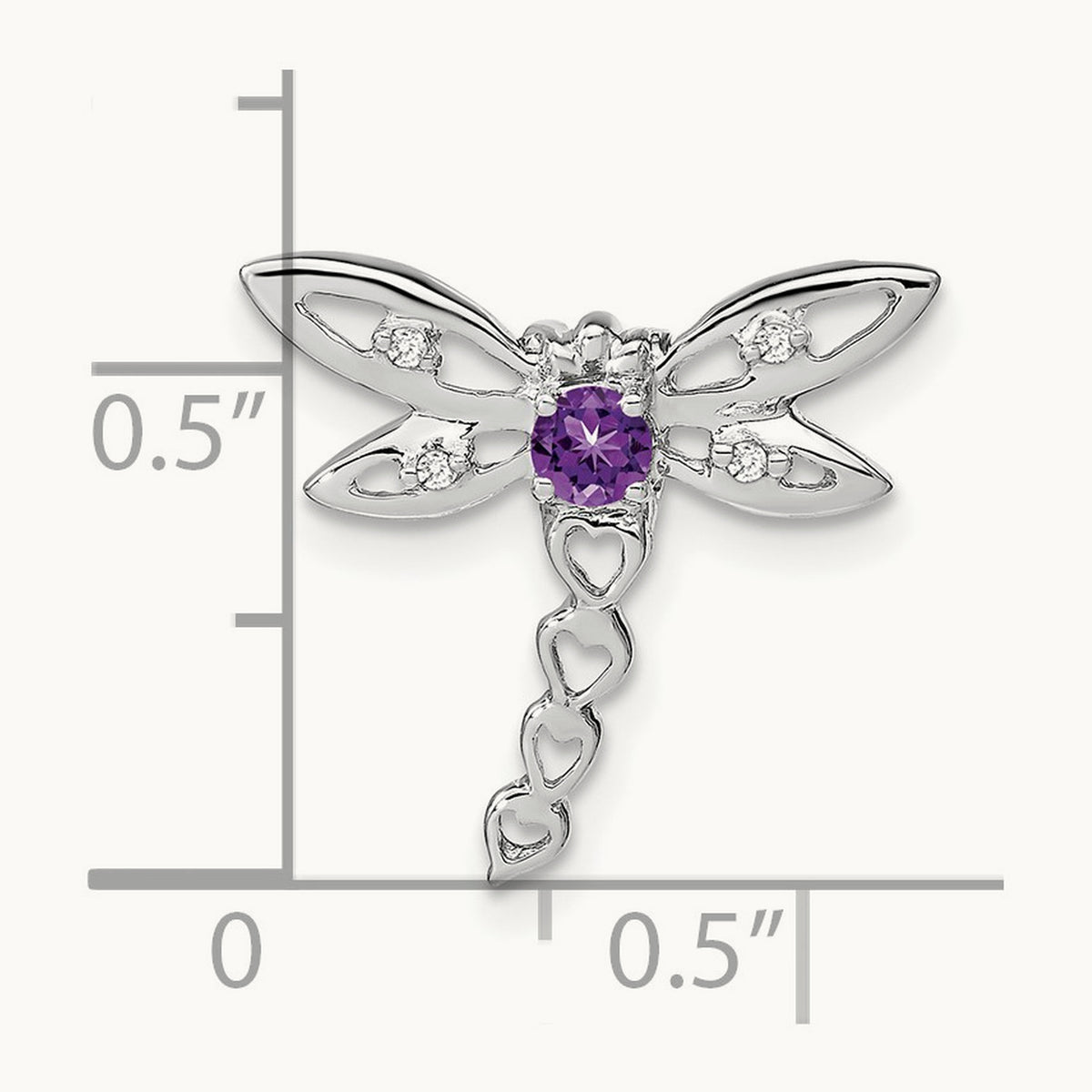 Amethyst and Diamond Dragonfly Chain Slide, 14K White Gold