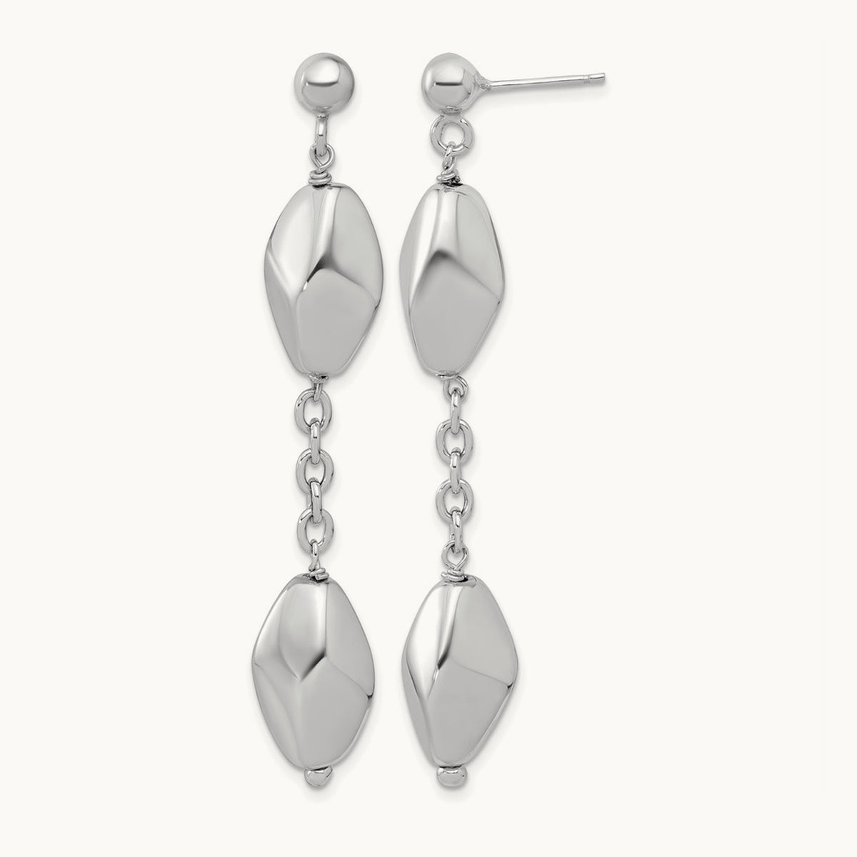 Rhodium-plated Polished Post Dangle Earrings, Sterling Silver — Leslie's