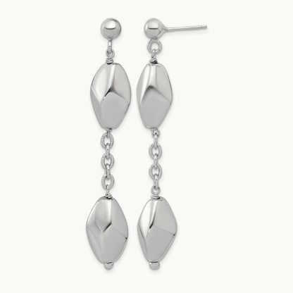Rhodium-plated Polished Post Dangle Earrings, Sterling Silver — Leslie's