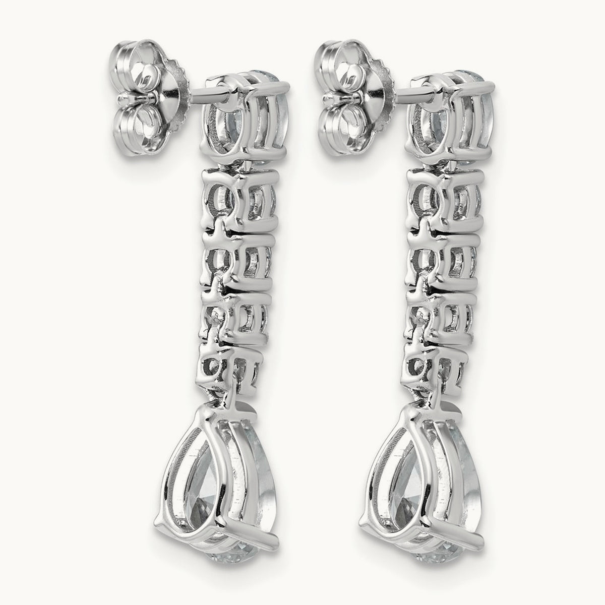 Fashion Dangle Post Earrings, 2.50 ct tw Lab-Grown Diamond — 14K White Gold
