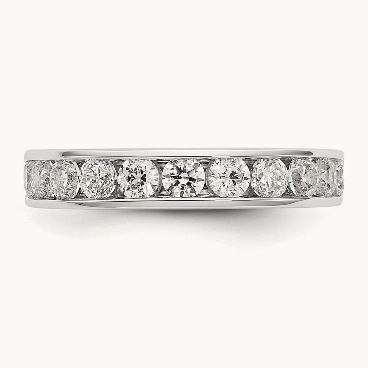 11-Stone Diamond Channel Band, 14K White Gold