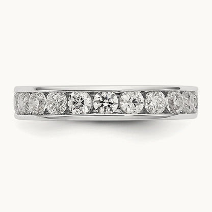 11-Stone Diamond Channel Band, 14K White Gold