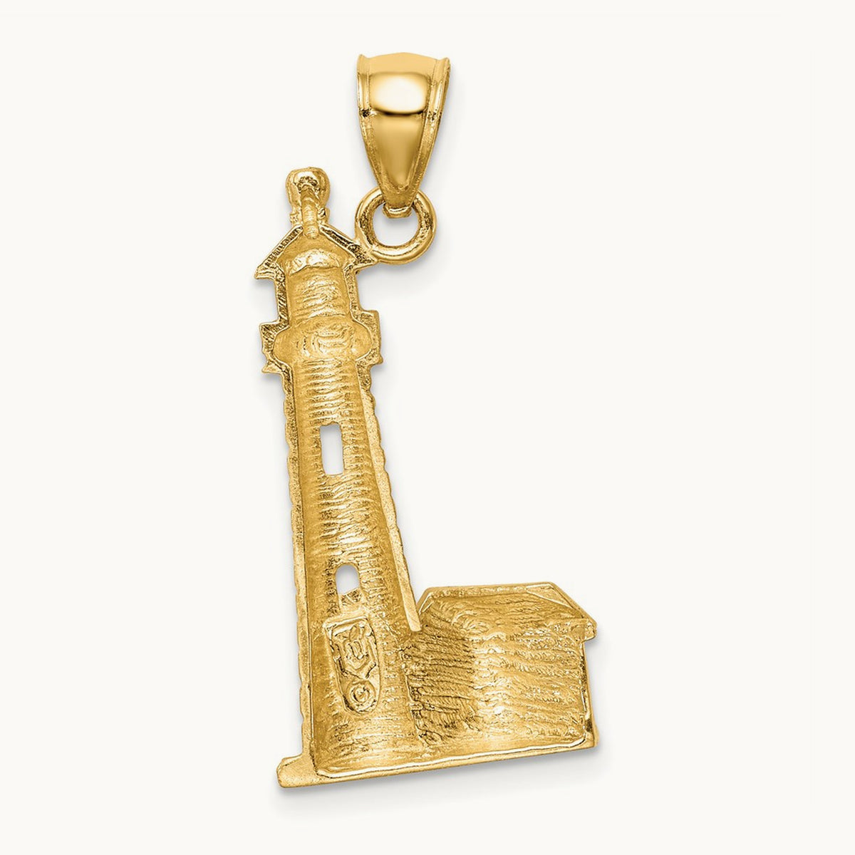 Brushed D/C Lighthouse Pendant, 14K