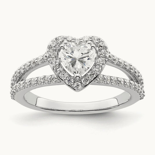 Heart Semi-Mount Halo Engagement Ring, 0.50 ct tw