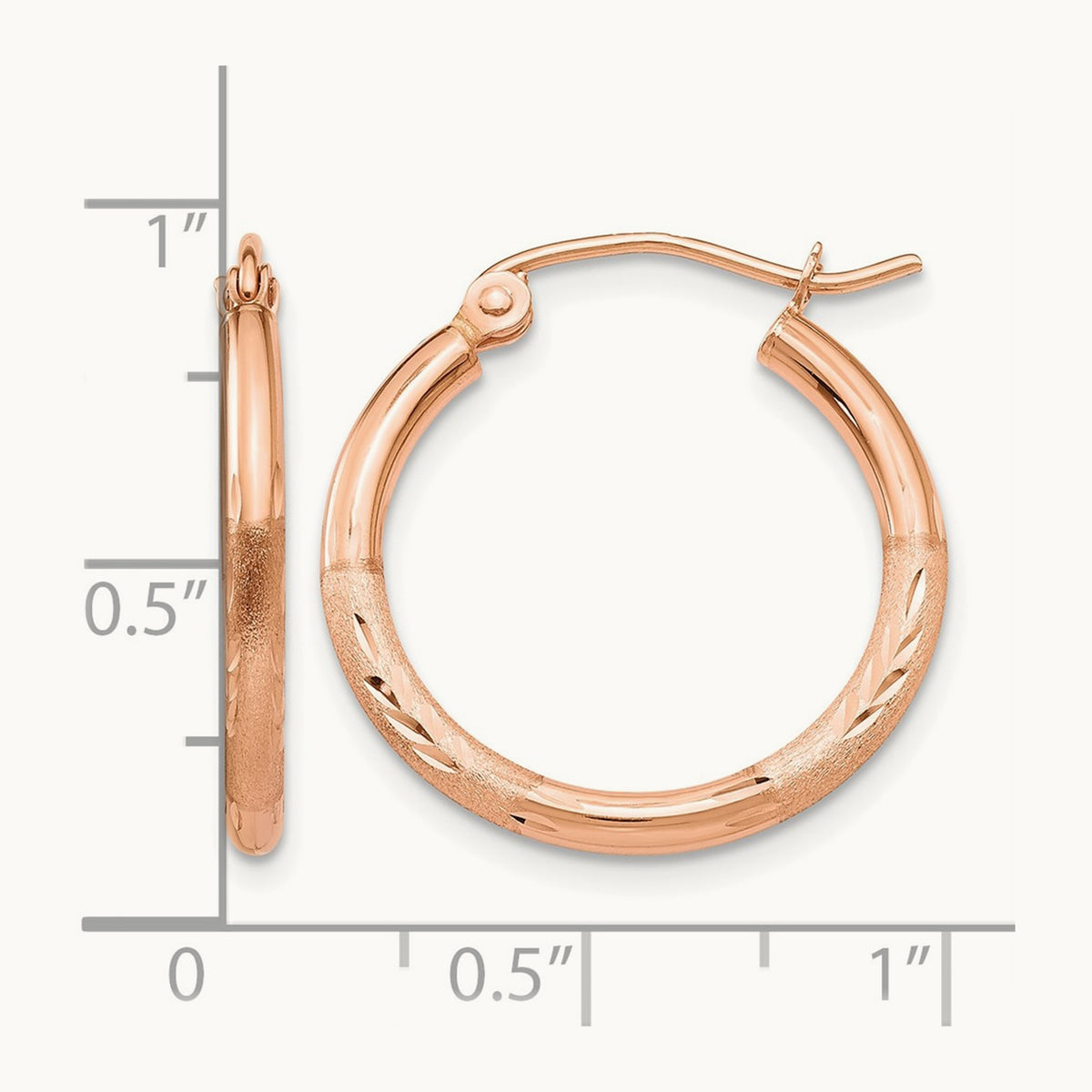 Lightweight Satin Diamond Cut Hoop Earrings — 20mm