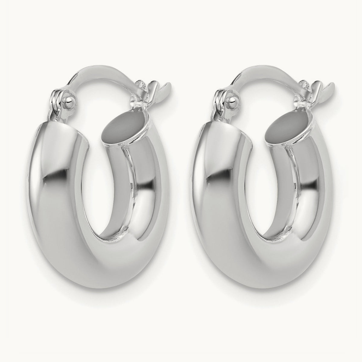 Polished x Lightweight Tube Earrings — 14K White Gold