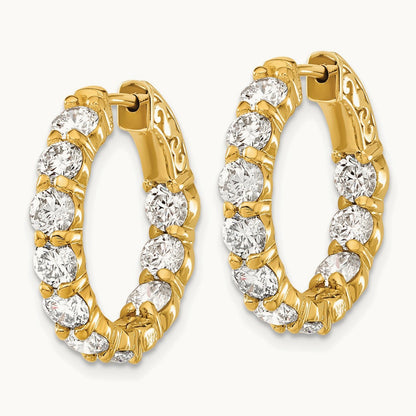 Safety Clasp Hoop Earrings, 4.00 ct tw Lab-Grown Diamond