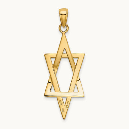 Elongated Star of David Pendant, 14K