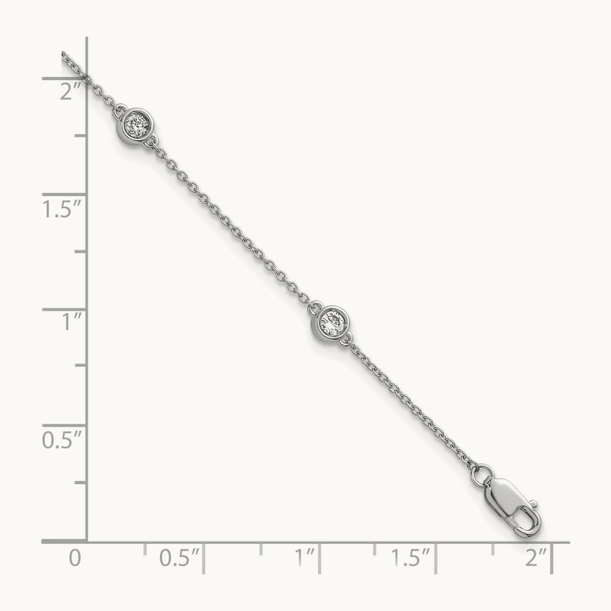 Diamond Station Cable Bracelet — 14K White Gold