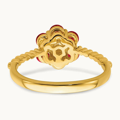 Ruby and Diamond Floral Ring, 14K