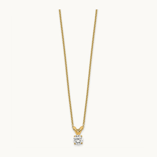 Four-Prong Solitaire Necklace, 0.25-1.00 ct tw Lab-Grown Diamond — 1/4 ct, 14K Yellow Gold