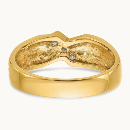 IBGoodman Men's Polished and Grooved 3-Stone Diamond Ring, 14K
