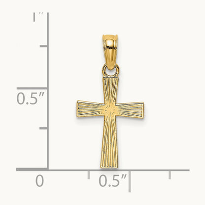 Small Textured Cross Charm, 14K