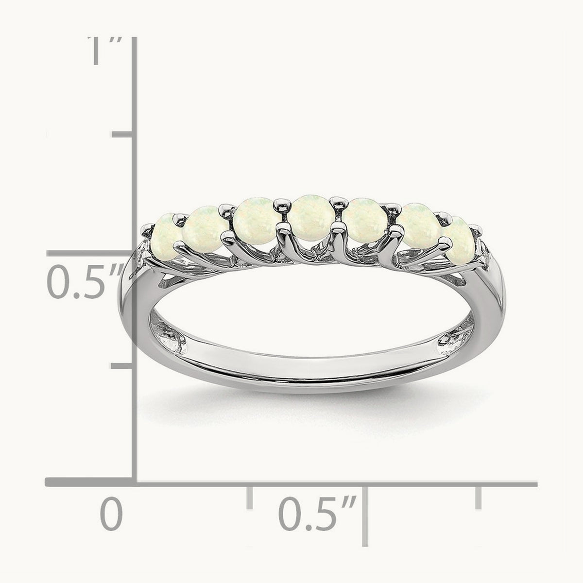 Created Opal and Lab-Grown Diamond 7-stone Ring — 14K White Gold