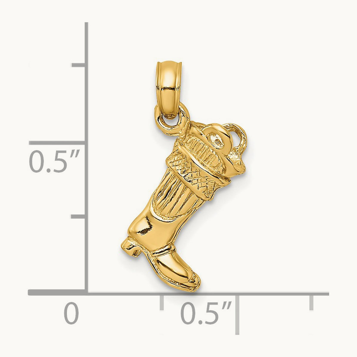 3-D Firefighter Boot Charm, 14K
