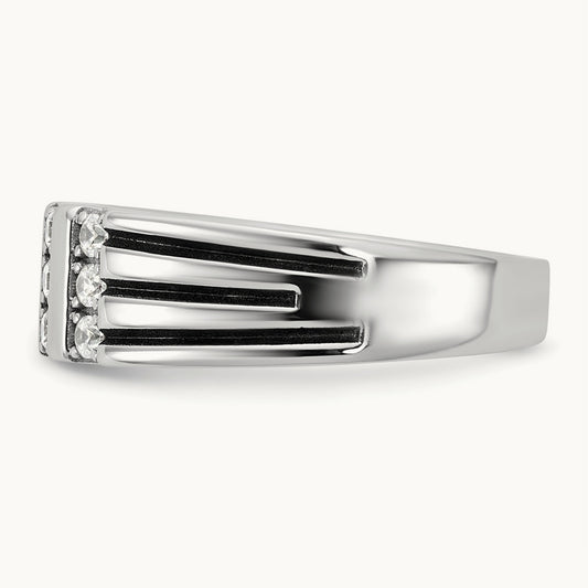 w/Black Rhodium IB Goodman Mens Complete 1/3ct Diamond Ring, 14K White Gold