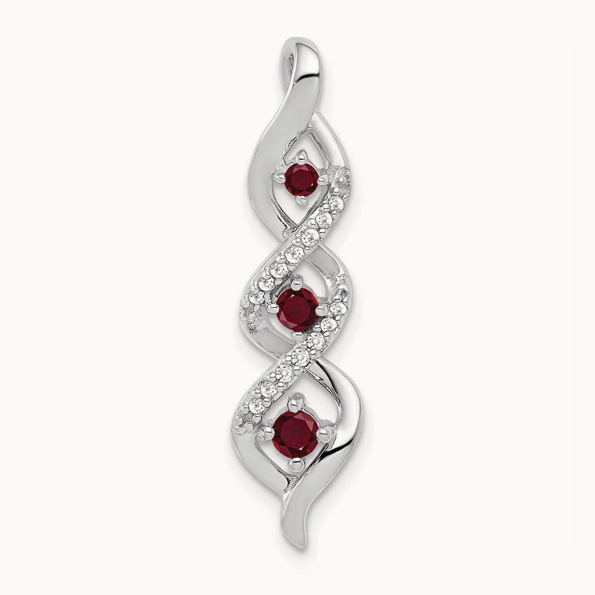 Created Ruby Twist Chain Slide Pendant, 0.07 ct tw Lab-Grown Diamond — 10K White Gold