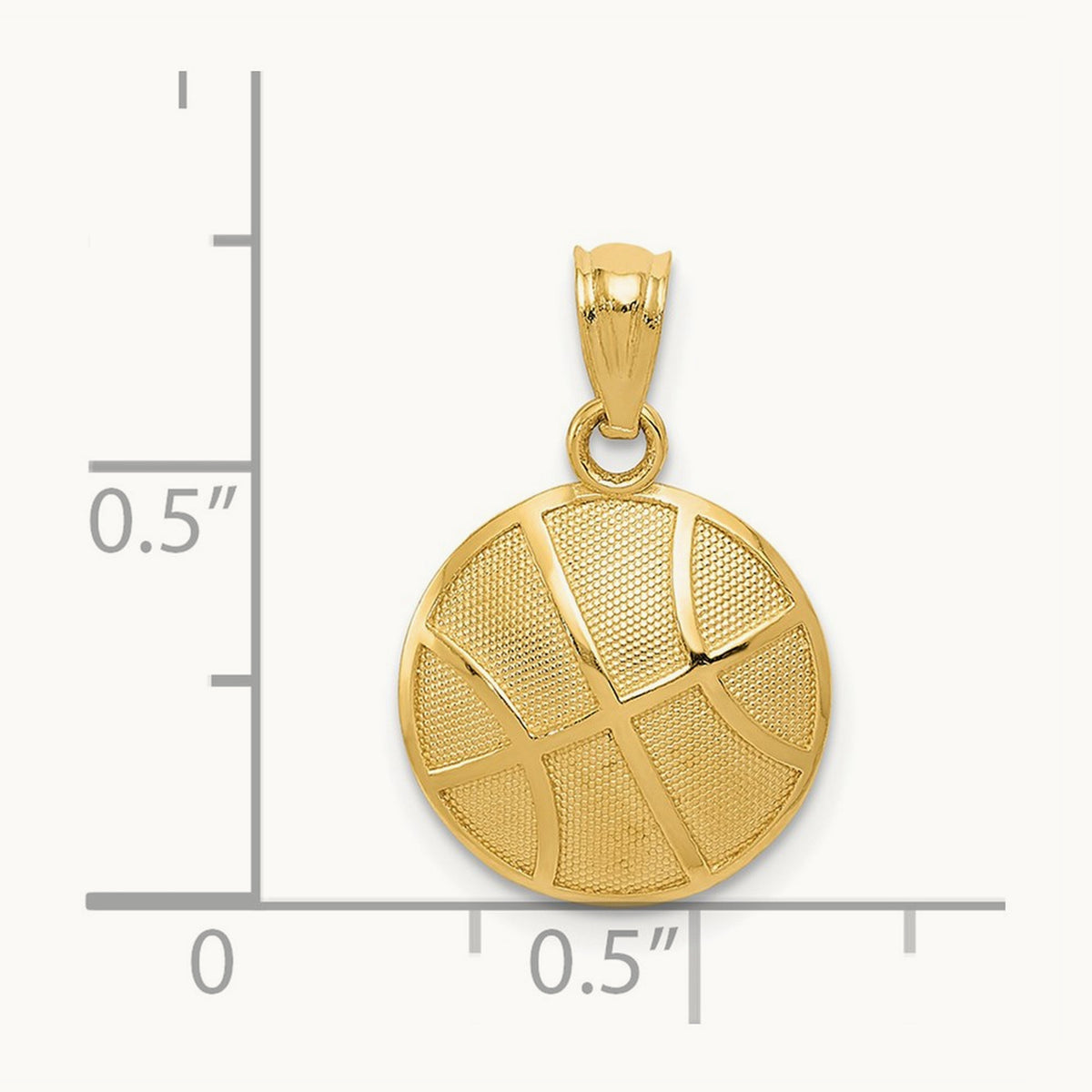 Satin and Polished Basketball Pendant, 14K