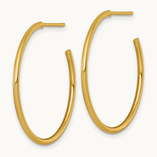 1.5 x Polished Post Hoop Earrings, 30mm, 14K