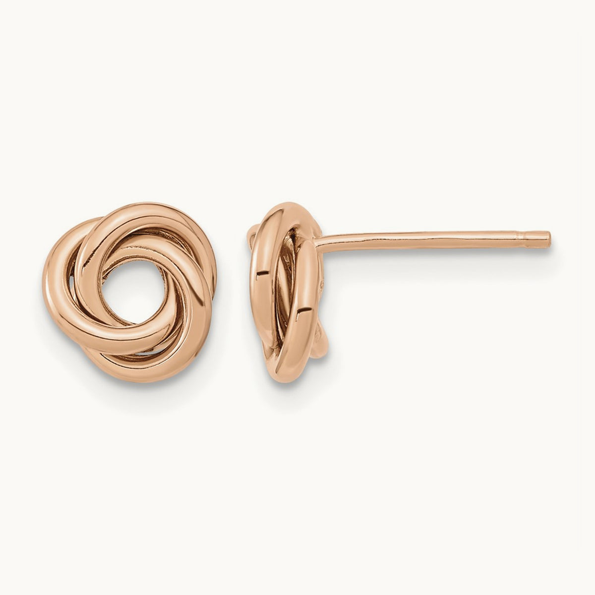 Polished Love Knot Post Earrings — 14K Rose Gold