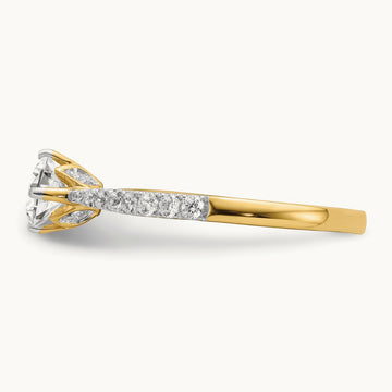 Gold Cushion Leaf Design Semi-Mount Ring, 1/2-2 ct