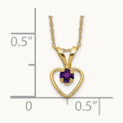 Madi K Amethyst Heart Birthstone Necklace, 3mm, 14K