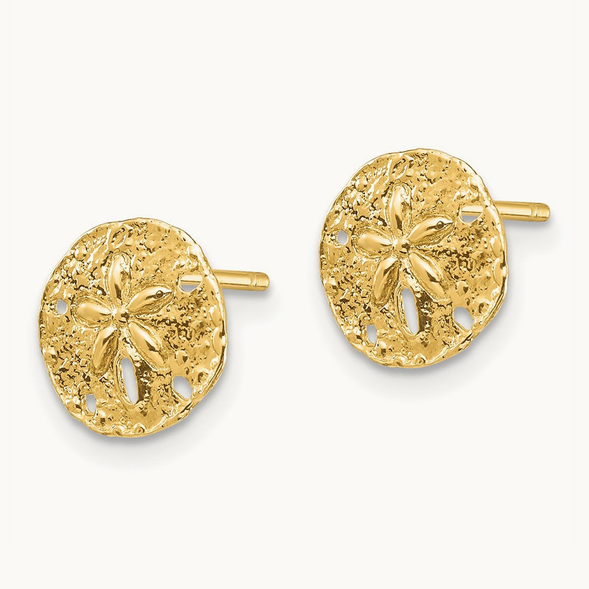 Sand Dollar Post Earrings — 14K Yellow Gold