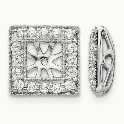 Diamond Square Jacket Earrings — 10mm