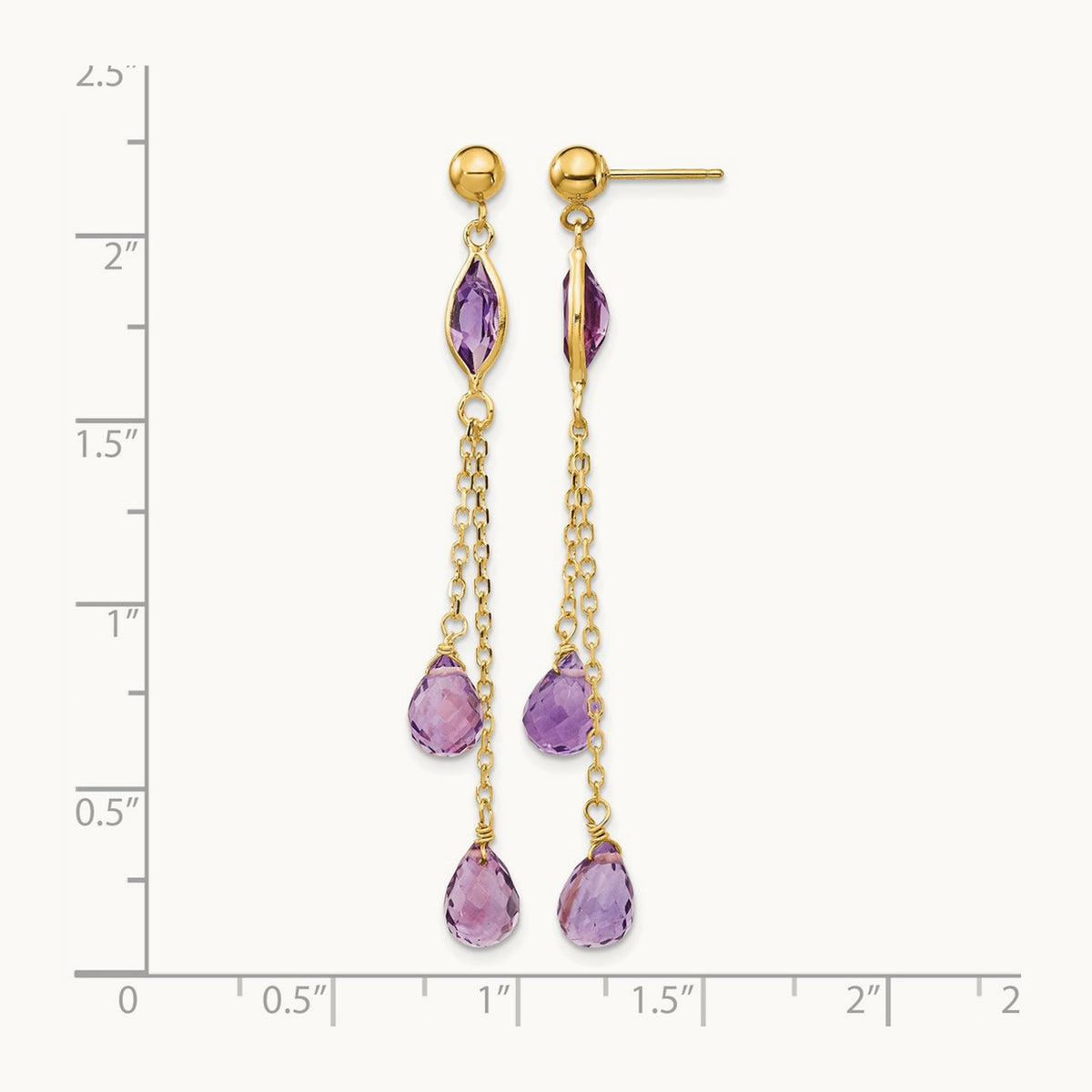 Amethyst Post Dangle Earrings — photo set