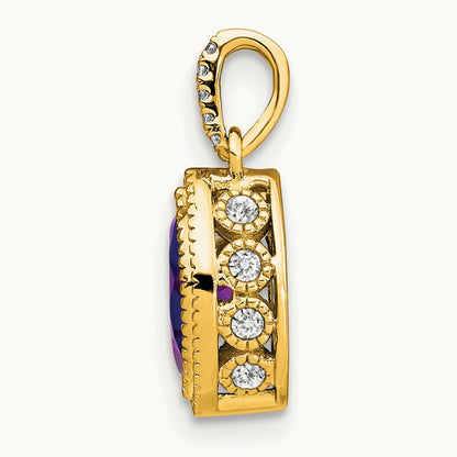 Marquise Amethyst and Diamond Pendant, 14K