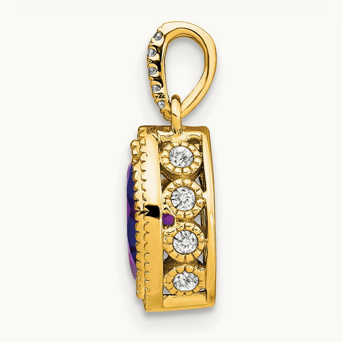 Marquise Amethyst and Diamond Pendant, 14K
