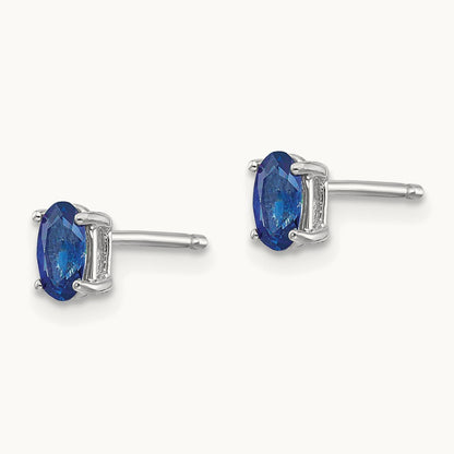 Sapphire Earrings, 14K White Gold