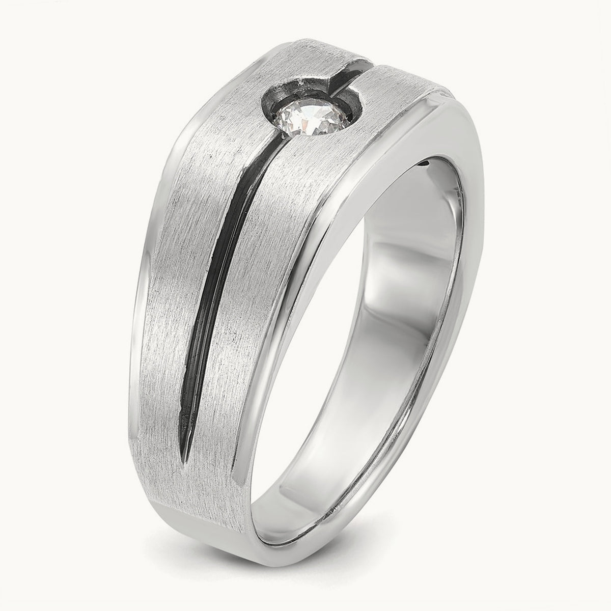 With Blk RH Men's Ring, 0.20 ct tw Lab-Grown Diamond