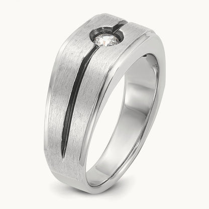 With Blk RH Men's Ring, 0.20 ct tw Lab-Grown Diamond