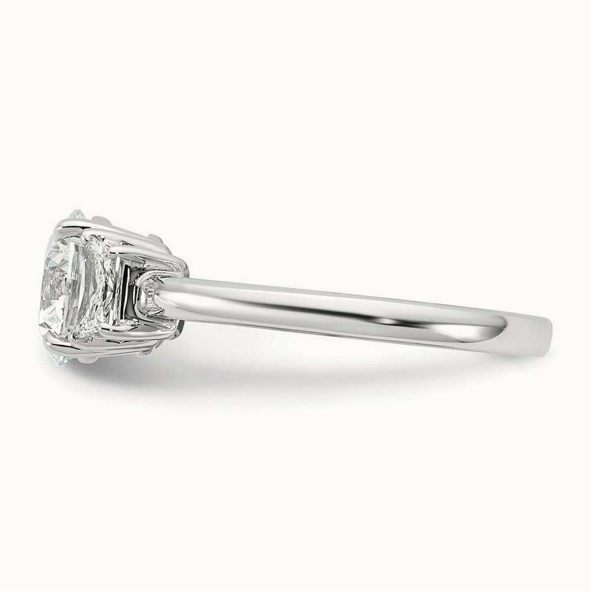 Trapezoid Sidestones Engagement Ring, 3/8-3 3/4 ct Lab-Grown Diamond — 14K White Gold